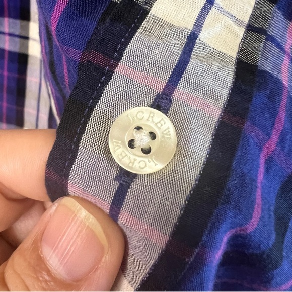 J. Crew washed tartan buttoned down purple & pink plaid XL - Picture 6 of 7